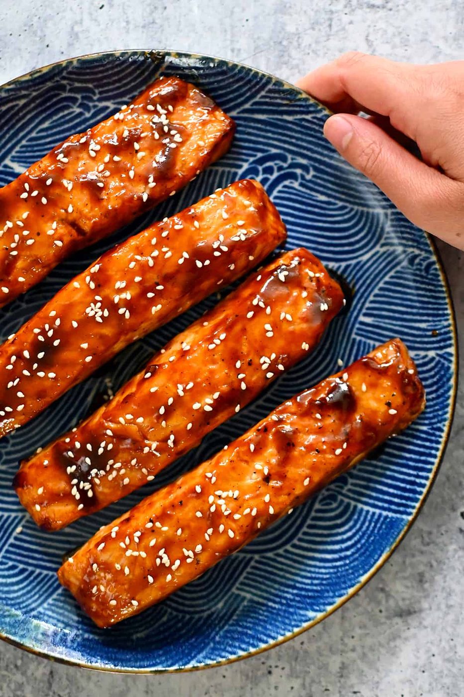 Skillet Air Fryer Salmon with Honey Sriracha Glaze