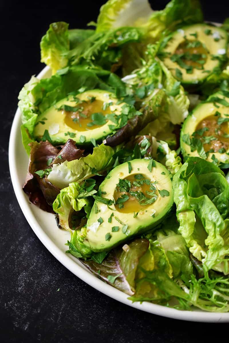 Umami-Packed Avocado Salad with Garlic Anchovy Vinaigrette