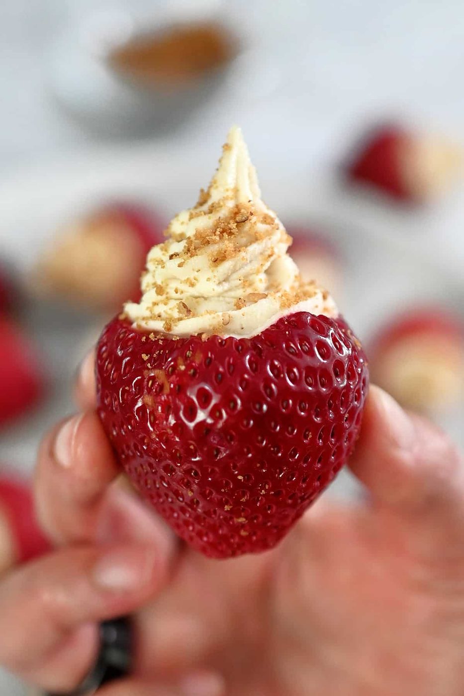 Skillet Cheesecake Stuffed Strawberries