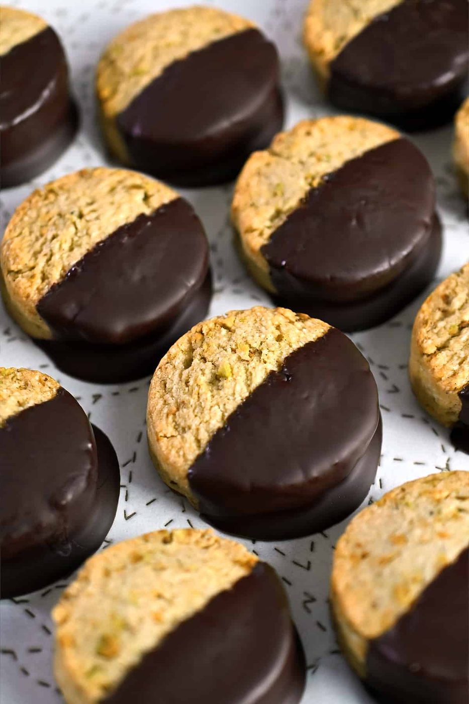 Weeknight Chocolate-Dipped Pistachio Cookies