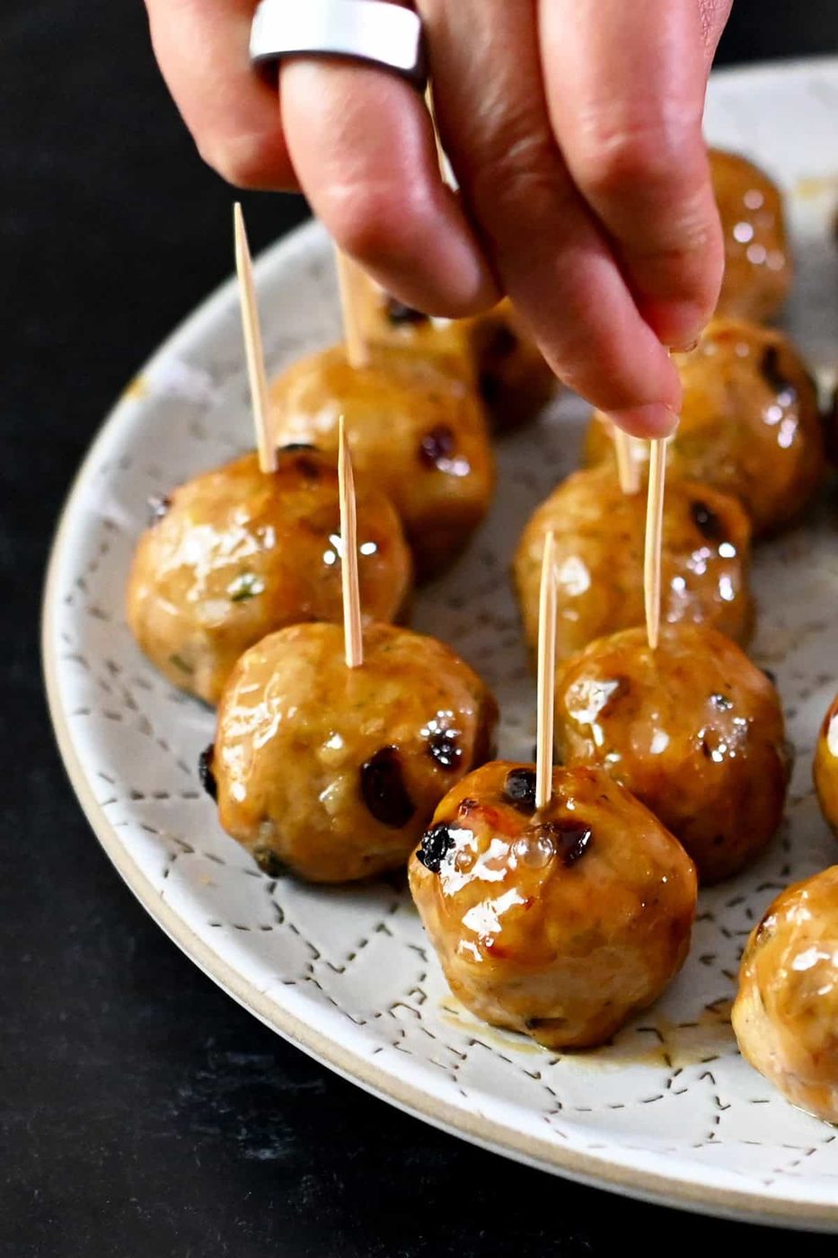 Cranberry Turkey Meatballs with Maple Mustard Glaze