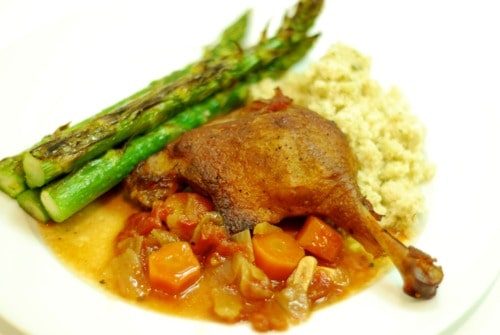 Skillet Crispy Braised Duck Leg