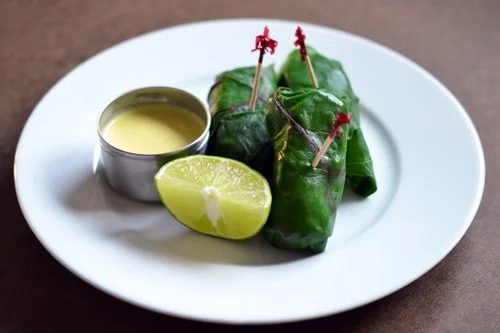 Skillet Lamb “Dosa” Purses with Coconut Creme