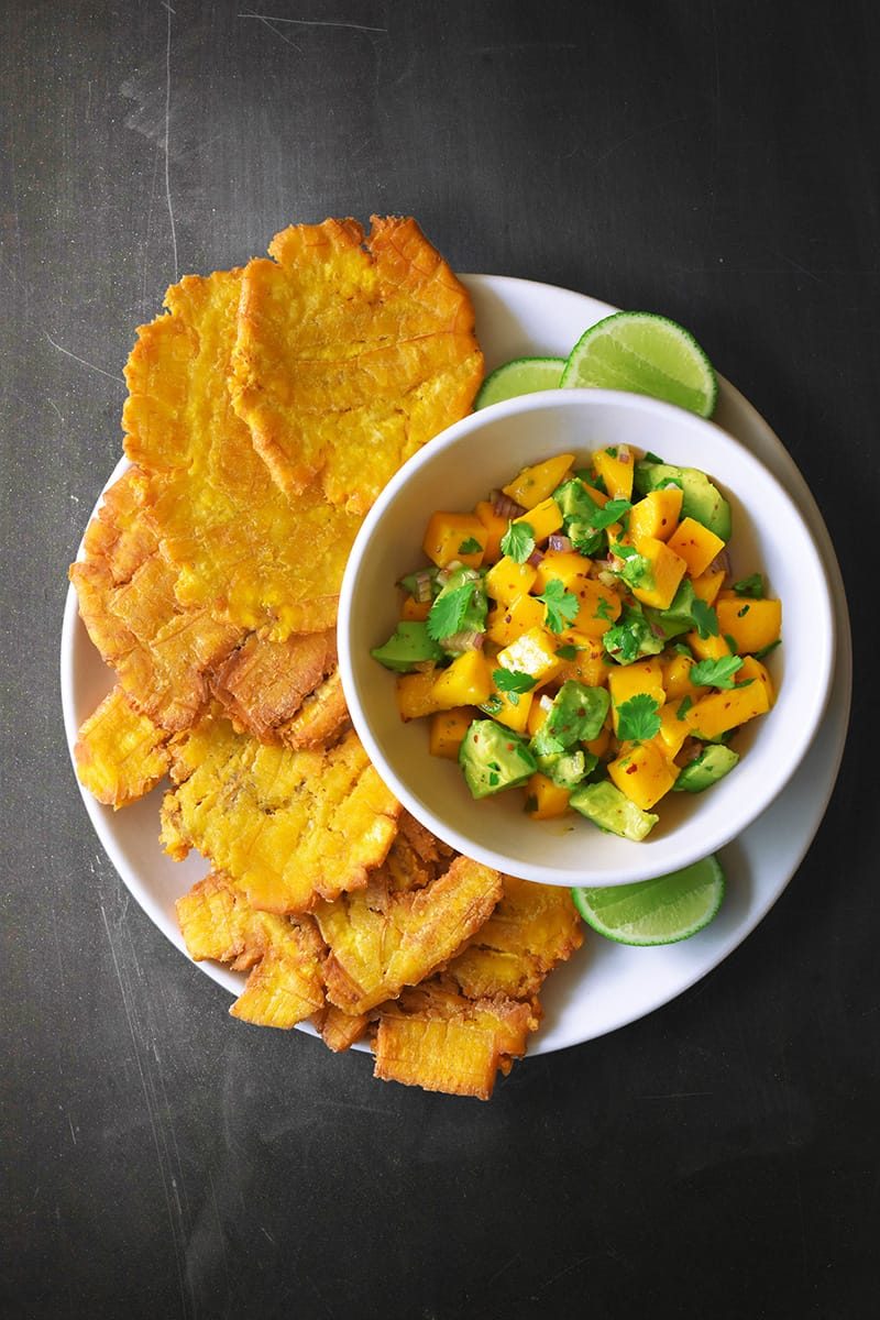 Fried Green Plantains and Mango Avocado Salsa for the week