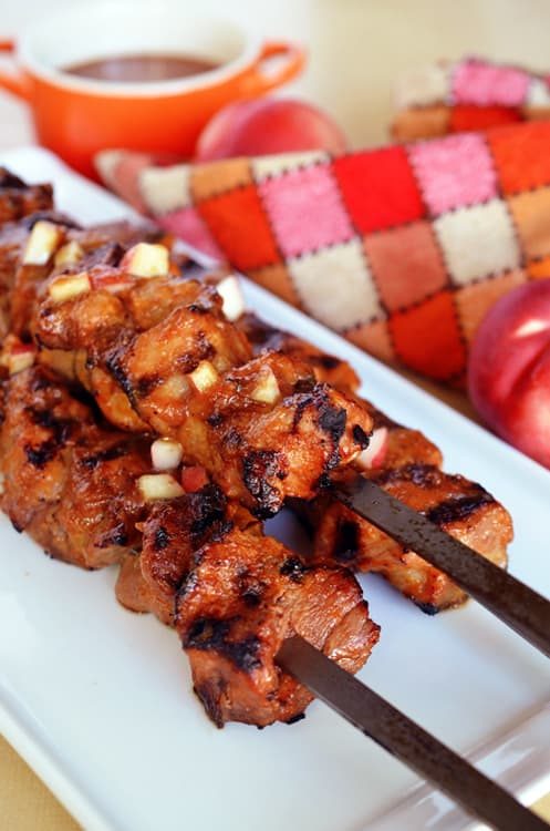 Peach Kabobs with Spicy Peach Barbecue Sauce