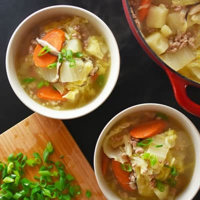 Weeknight Pork and Napa Cabbage Soup