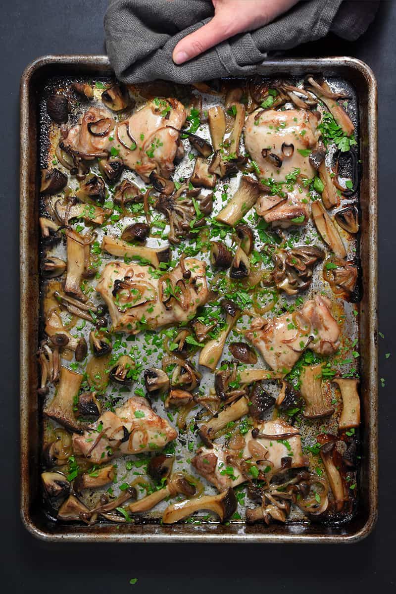 Weeknight Sheet Pan Chicken and Mushrooms