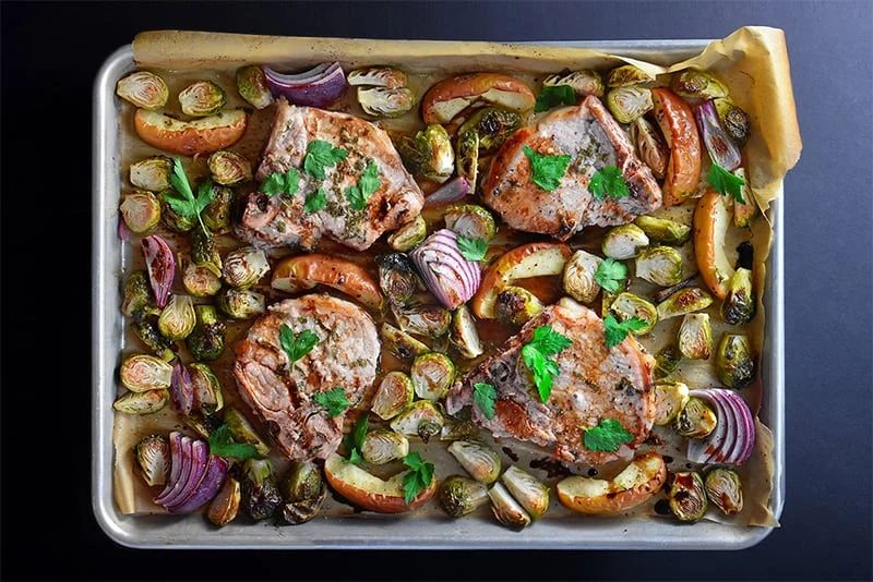 Weeknight Sheet Pan Pork Chop Supper