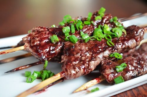 Smashed Steak Skewers with Cherry Barbecue Sauce for the week