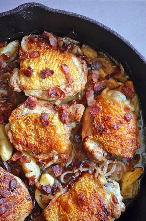 Pan Roasted Chicken with Bacon and Apples