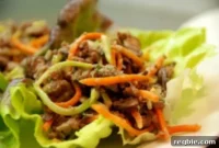 Savory Asian Beef & Mushroom Lettuce Wraps with Crunchy Broccoli Slaw