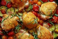 Crispy Roasted Chicken Thighs with Seasonal Garden Bounty
