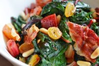 Crispy Prosciutto and Sweet Raisin Chard with Toasted Pine Nuts
