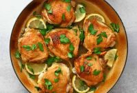 Crispy Succulent Lemon Garlic Chicken Thighs