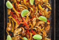 Whole30 Day 2: Sizzling Sheet Pan Chicken Fajitas with Zesty Avocado Cream