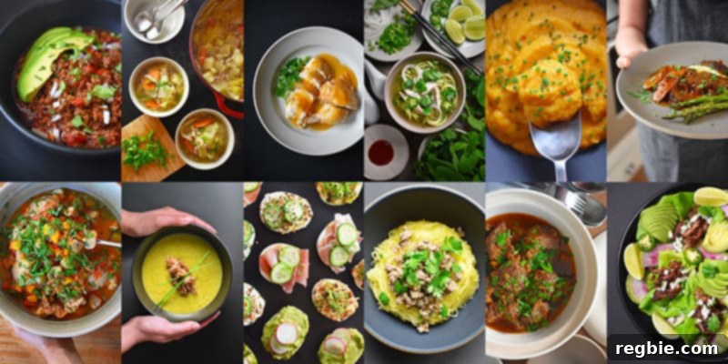 Primal Instant Pot Perfection 4 A dynamic collage showcasing a variety of vibrant and delicious Nom Nom Paleo Instant Pot recipes, illustrating the versatility of pressure cooking for healthy meals.