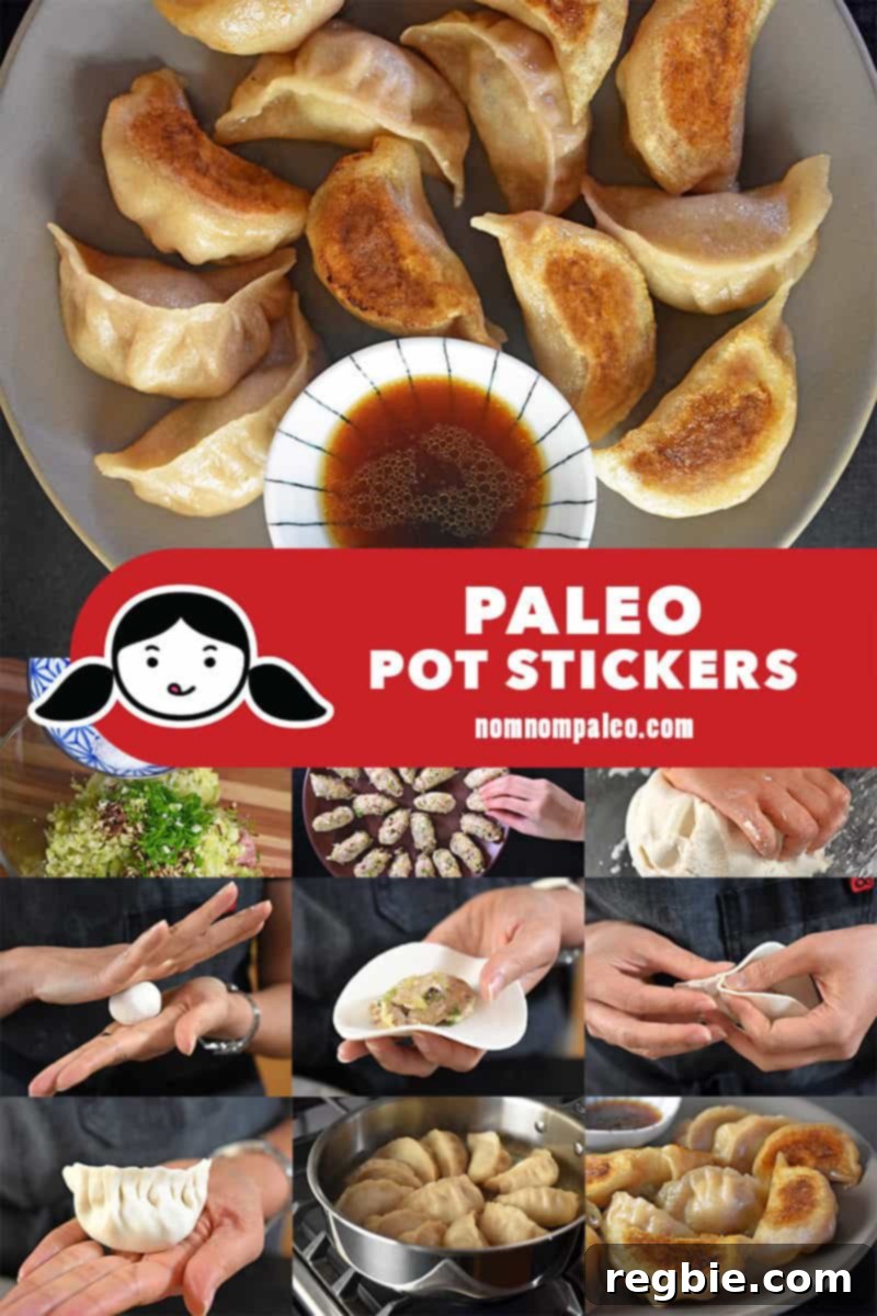 A collage of the cooking steps for Paleo Potstickers
