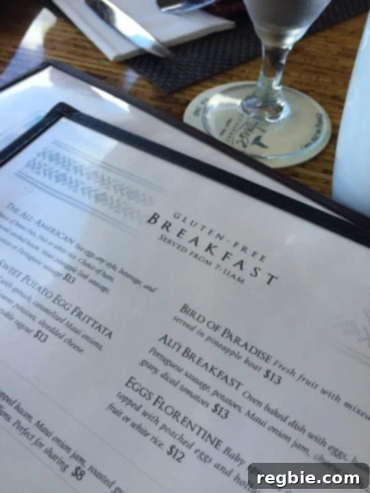 A menu from Sea House at Maui