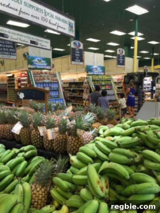 The produce area in Down To Earth grocery store in Maui