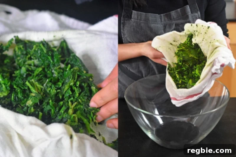 Easy Whole30 Paleo Keto Meatloaf Nut and Dairy Free 6 Transferring the thoroughly dried spinach to a large mixing bowl, ready to be combined with other meatloaf ingredients.