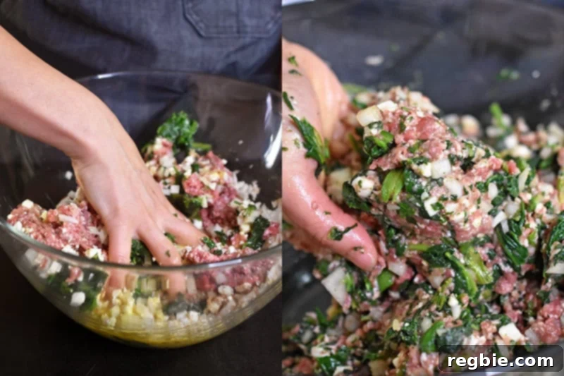 Easy Whole30 Paleo Keto Meatloaf Nut and Dairy Free 9 Using hands to gently but thoroughly mix the meatloaf mixture until all ingredients are well combined, avoiding overmixing.