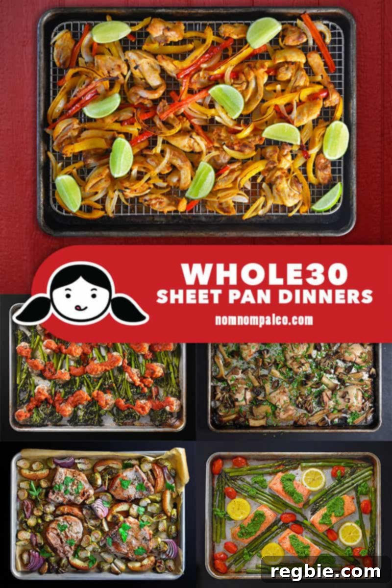 One Pan Whole30 Wonders 3 A collage of Nom Nom Paleo's best Whole30 Sheet Pan Dinners
