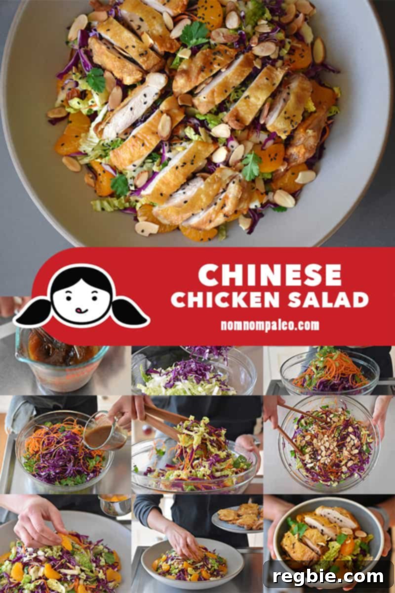 A collage of the cooking steps for Whole30 Chinese Chicken Salad
