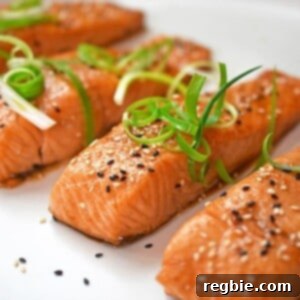 A platter of Easy Teriyaki Salmon, a simple Whole30, paleo, gluten-free weeknight dinner!