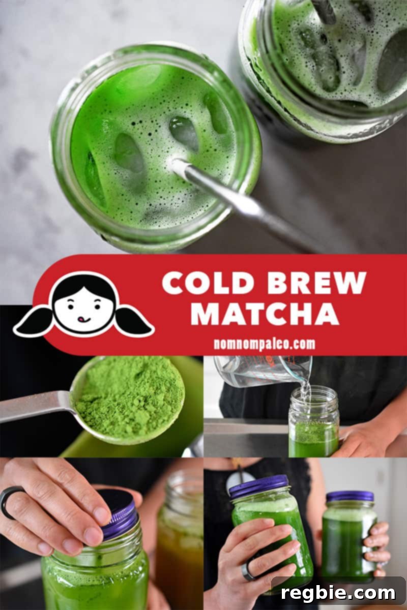Chilled Matcha Infusion 2 A step-by-step collage of how to make cold brew matcha at home, showcasing the simplicity and vibrancy of the drink.
