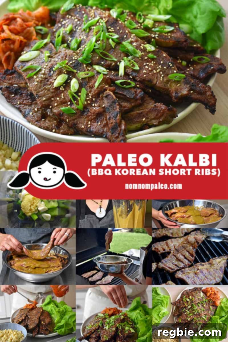 Classic Korean BBQ Kalbi 3 A step-by-step collage on how to make paleo kalbi or galbi, barbecue Korean beef short ribs.