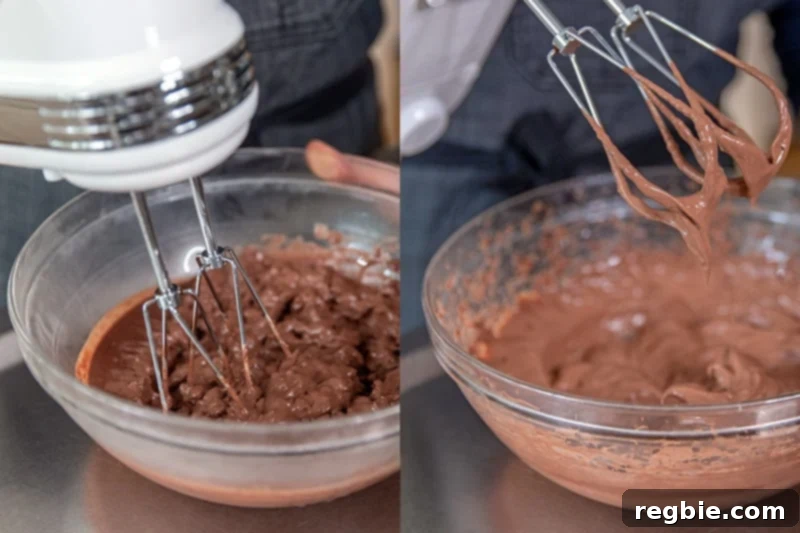 Heavenly Paleo Chocolate Pudding 9 A hand mixer is transforming the paleo chocolate pudding from a chunky gel into a smooth and creamy pudding.