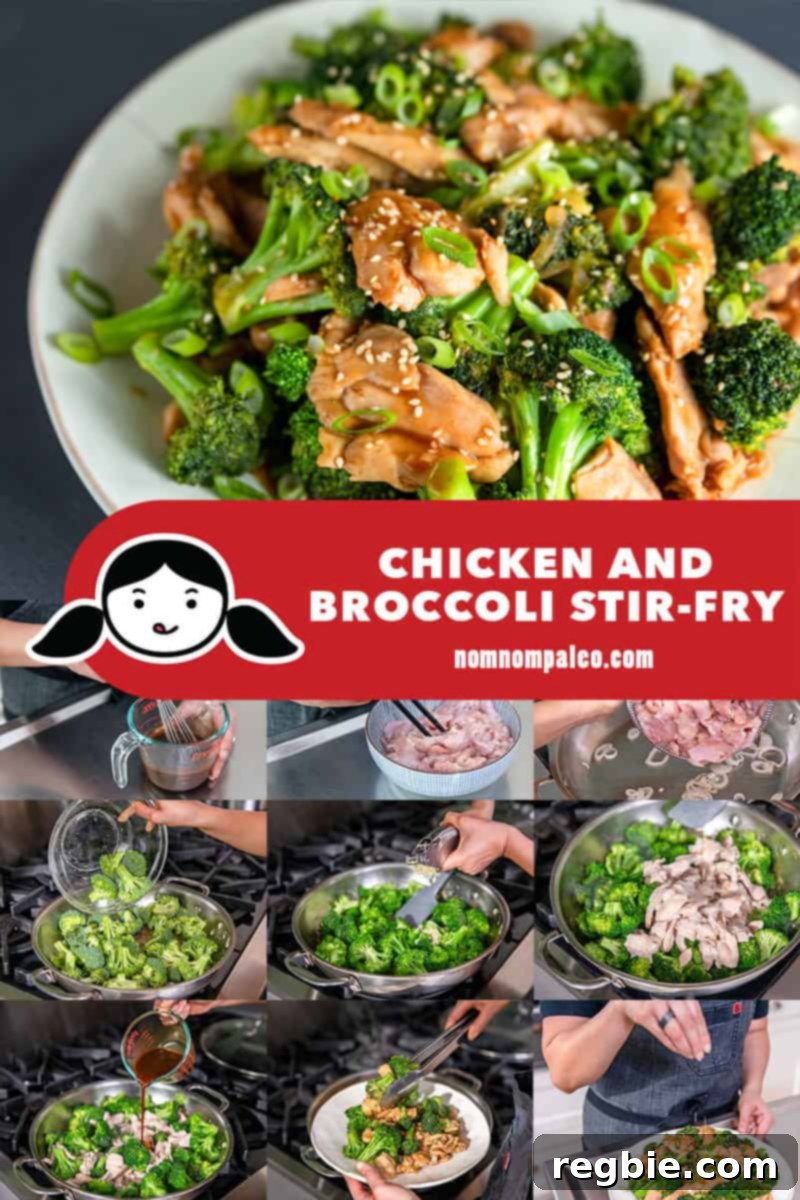 A visual collage showcasing the simple, step-by-step cooking process for creating a delicious paleo, Whole30, and gluten-free chicken and broccoli stir-fry, highlighting the ease of this healthy weeknight dinner.