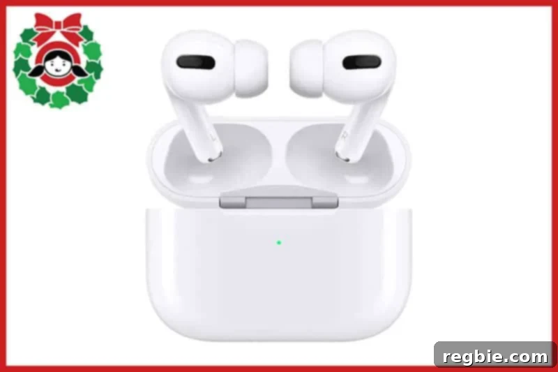 A pair of sleek Apple AirPods Pro, an indispensable gadget for remote work and study.
