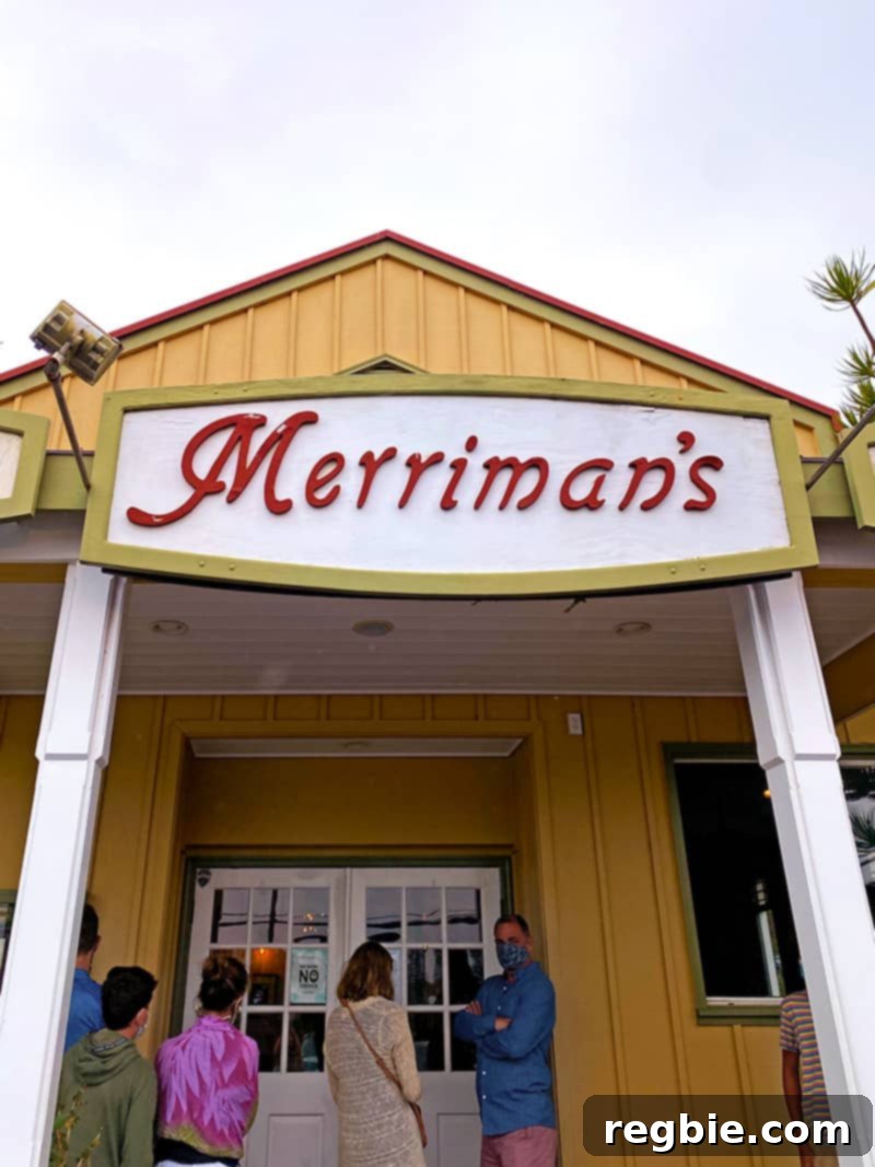 The front entrance to Merriman's Restaurant on the Big Island