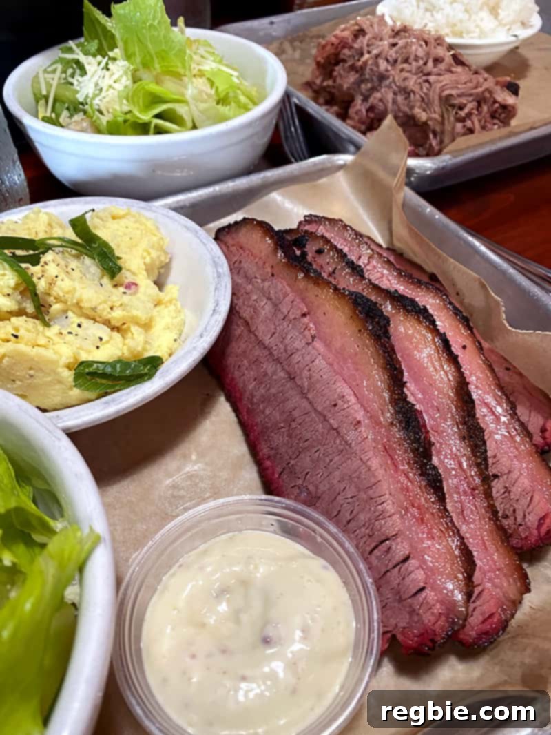 The brisket platter at The Fish and The Hog, a restaurant on the Big Island of Hawaii