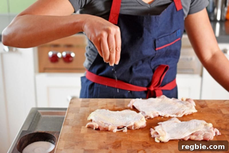 Shatteringly Crispy Chicken Thighs 5 Salting the skin-side of Cracklin’ Chicken before frying