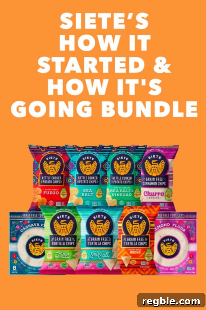 Ready Set Sweepstakes 5 A delicious Siete 'How It Started & How It’s Going' bundle, prominently featuring various bags of their popular grain-free chips and tortillas, signifying a journey of flavor and health.