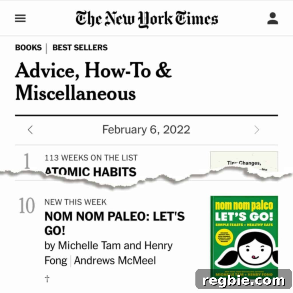 Nom Nom Paleo: Your Flavor Journey Begins 4 The New York Times Advice, How-To & Miscellaneous Best sellers list from February 6, 2022, that shows Nom Nom Paleo: Let's Go at the number 10 position.