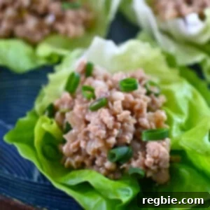 A closeup of a paleo and Whole30 chicken lettuce wrap.