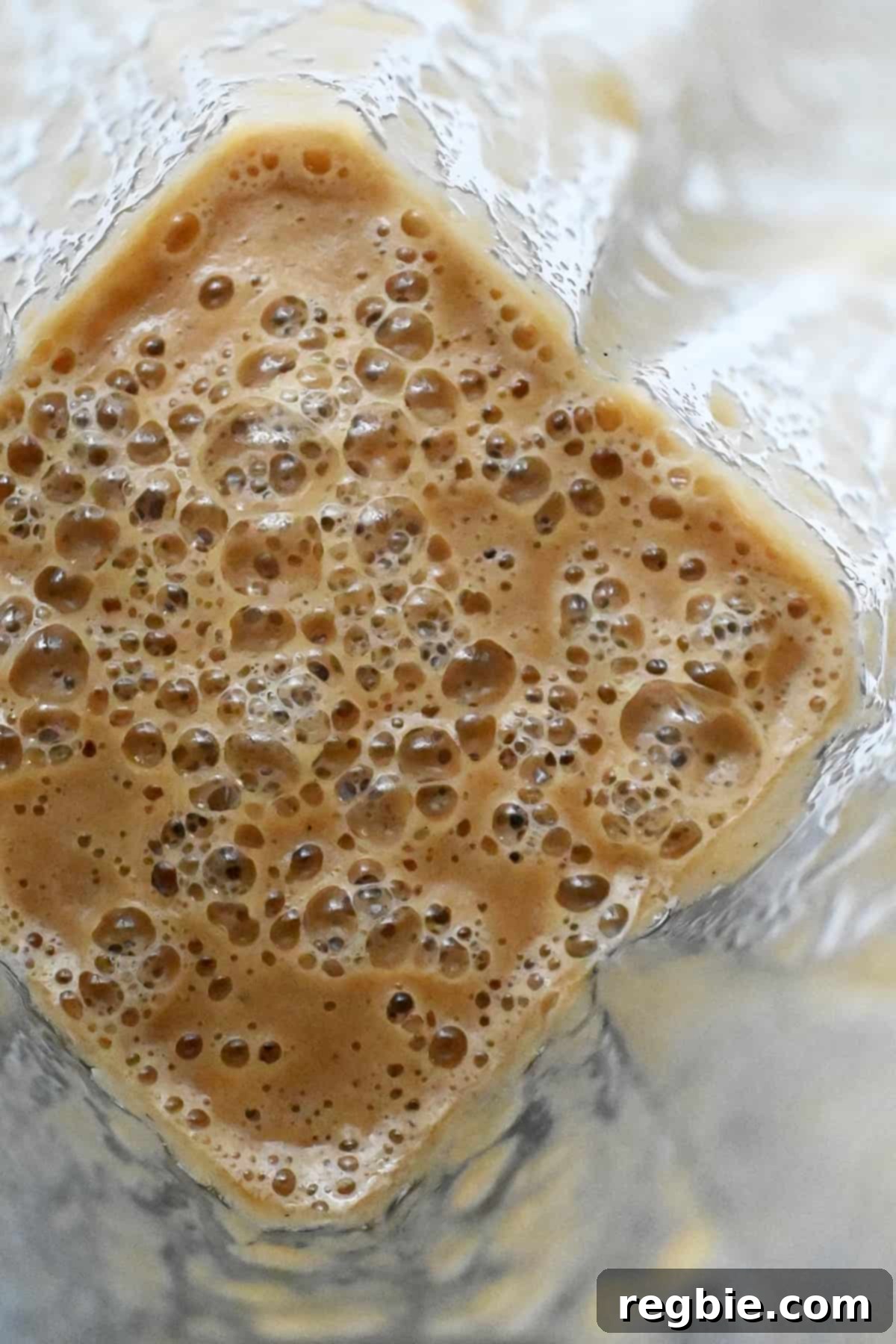 An overhead shot of the paleo bulgogi sauce in an open Vitamix blender.