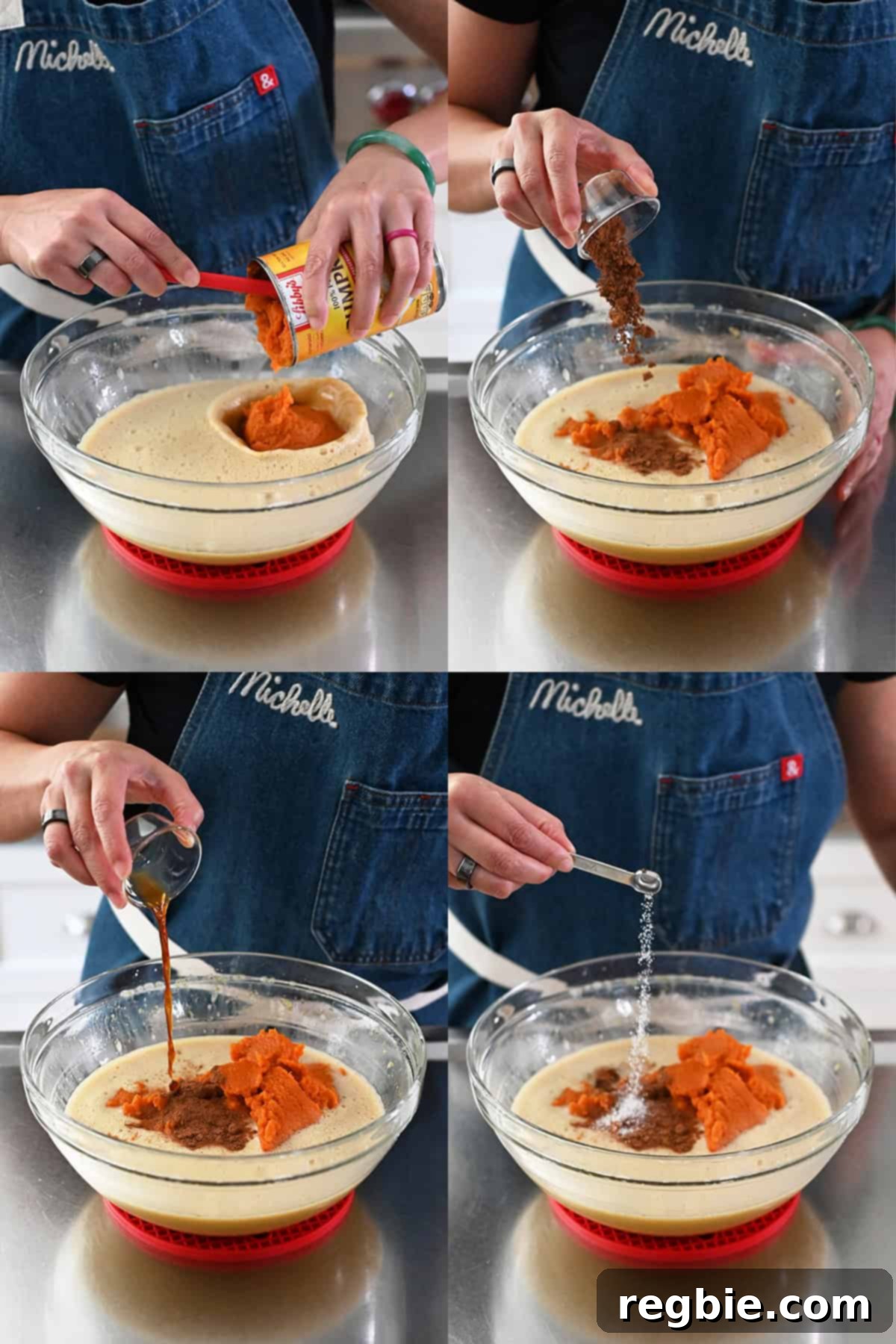 Golden Harvest Pumpkin Bars 18 Additional ingredients are added to the pumpkin pie bar filling, including canned pumpkin puree, pumpkin spice, vanilla extract, and salt.