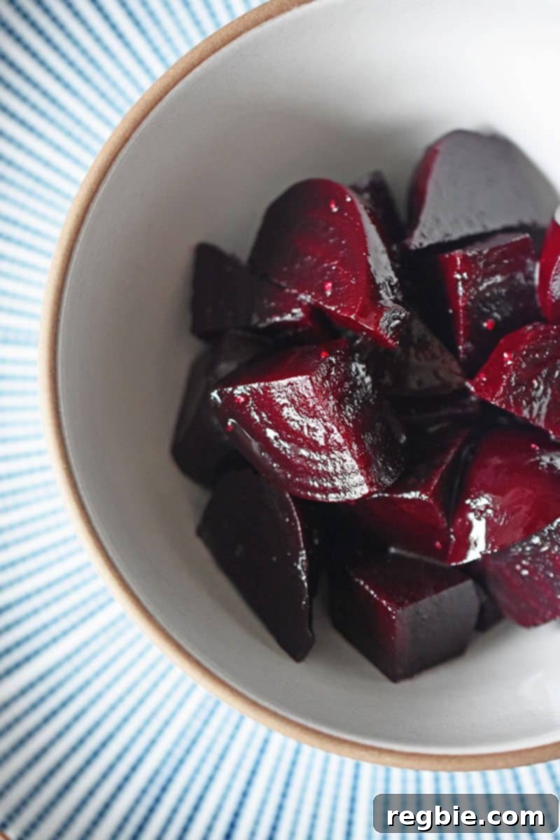 Perfect Instant Pot Beets 2 A bowl of instant pot beets.