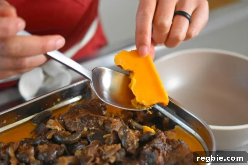 Taking the hardened fat off of chilled Instant Pot Beef Stew 
