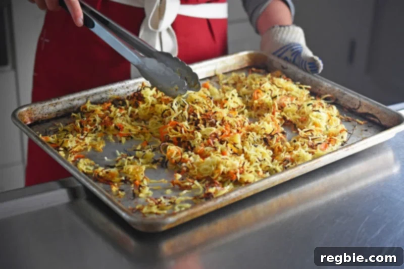 The Crispy Swoodles with crispy browned bits right out of the oven.