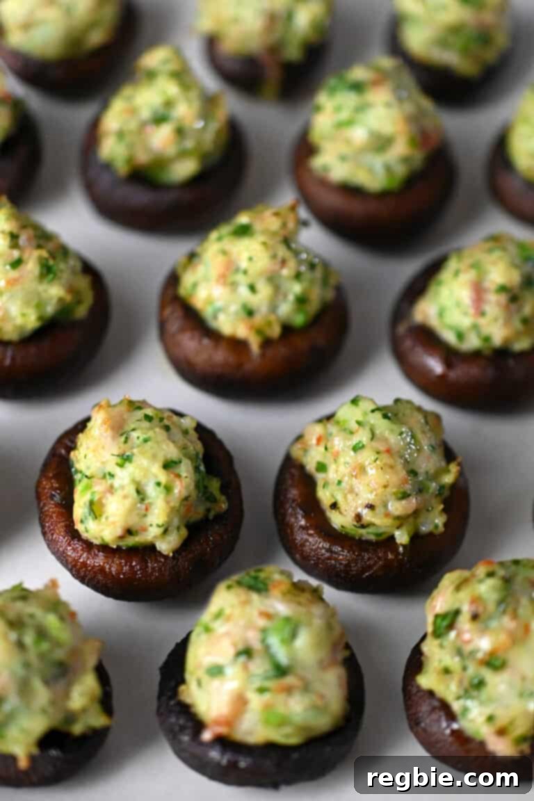 A vibrant collage showing the step-by-step process of making delicious Shrimp Stuffed Mushrooms, from raw ingredients to golden baked perfection.