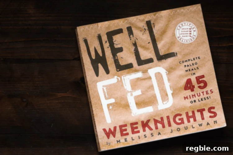 Keto Whole30 Spicy Dan Dan Noodles 3 A close-up of the cookbook cover for Well Fed Weeknights by Melissa Joulwan.