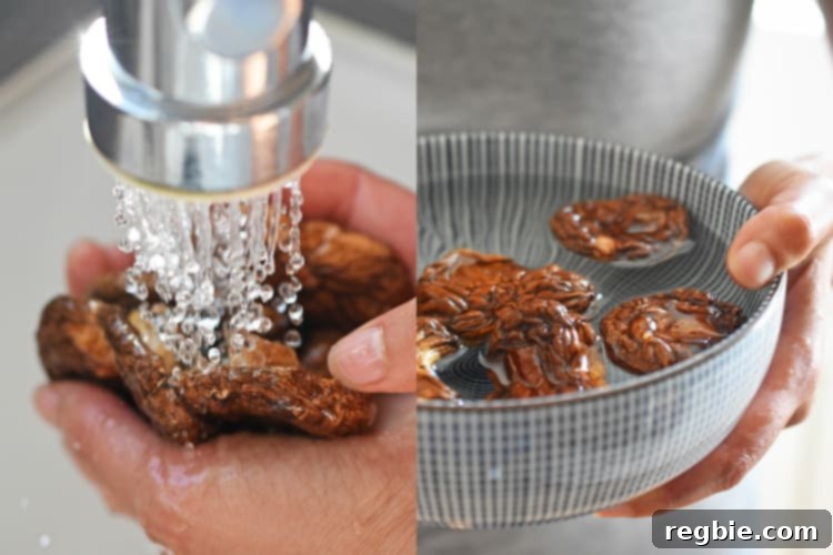 Golden-Crisp Cantonese Chicken Thighs 3 Soaking dried shiitake mushrooms for Cantonese Crispy Chicken Thighs