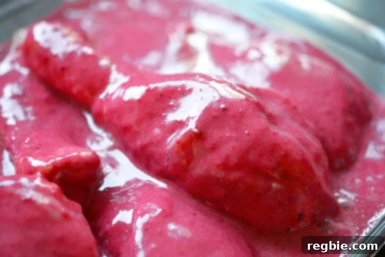 Wholesome Whole30 Cherry Chicken 9 A detailed shot of chicken drumsticks thoroughly coated in the cherry marinade.
