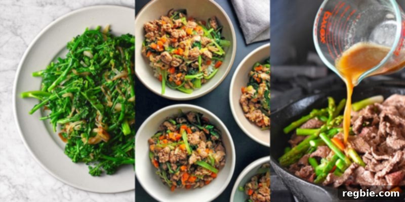 An overhead shot showcasing a variety of completed dishes that have been seasoned or prepared with the All-Purpose Stir-Fry Sauce, demonstrating its wide application.