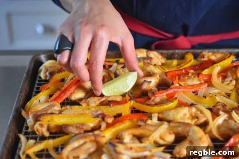 Sizzling Sheet Pan Chicken Fajitas + Avocado Crema by Michelle Tam - a perfect Whole30 compliant meal.